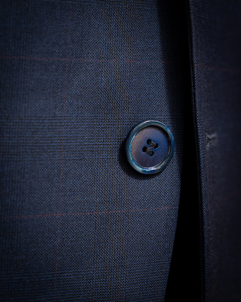 Giotto Blue Suit with Red Micro Checks and Vest