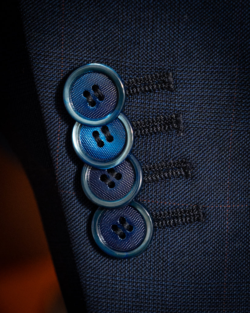 Giotto Blue Suit with Red Micro Checks and Vest