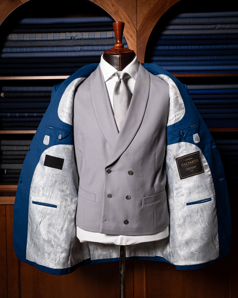 Abito Giotto Blu Capri con Gilet Argento