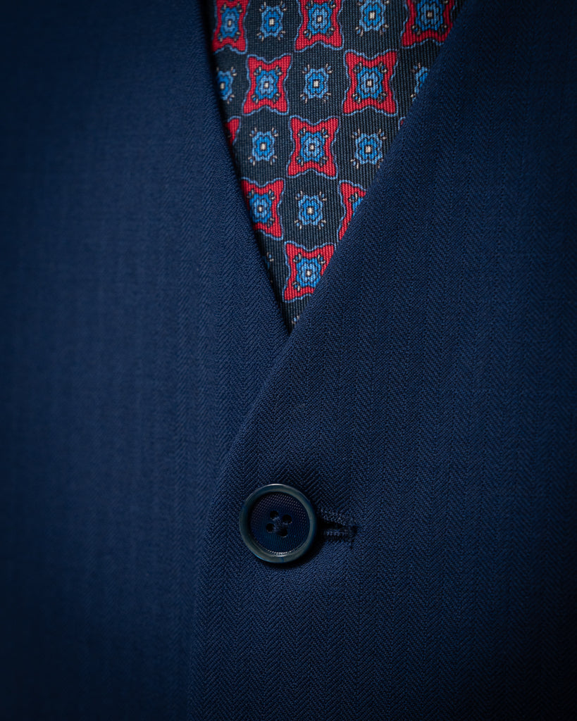 Giotto Light Blue Herringbone Suit with Vest