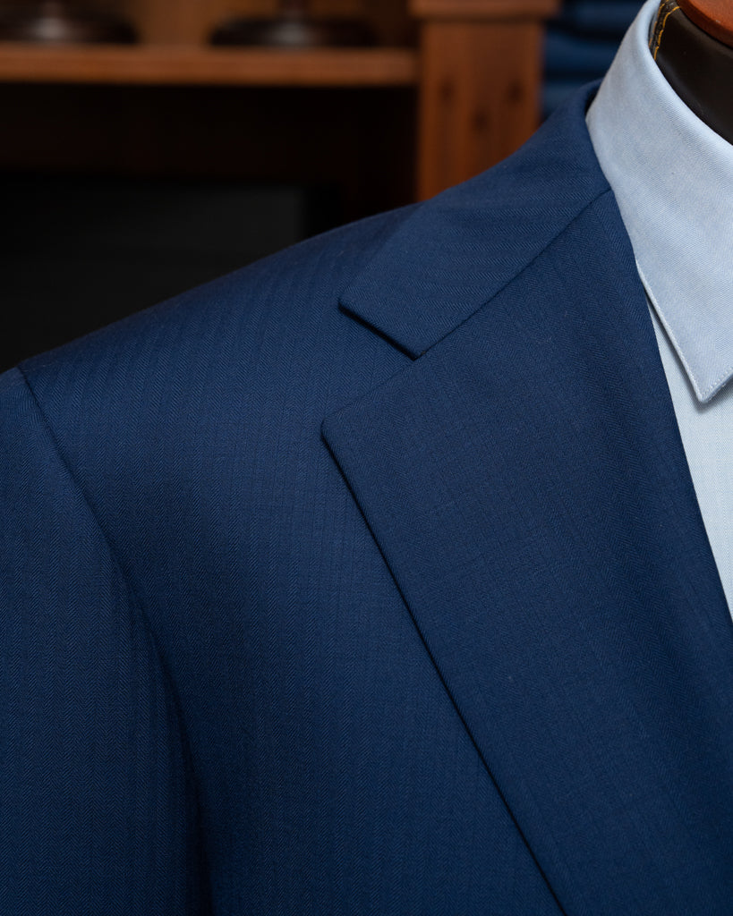 Giotto Light Blue Herringbone Suit with Vest