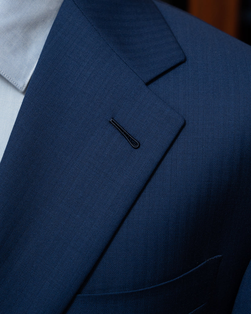 Giotto Light Blue Herringbone Suit with Vest