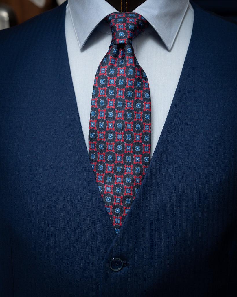 Giotto Light Blue Herringbone Suit with Vest
