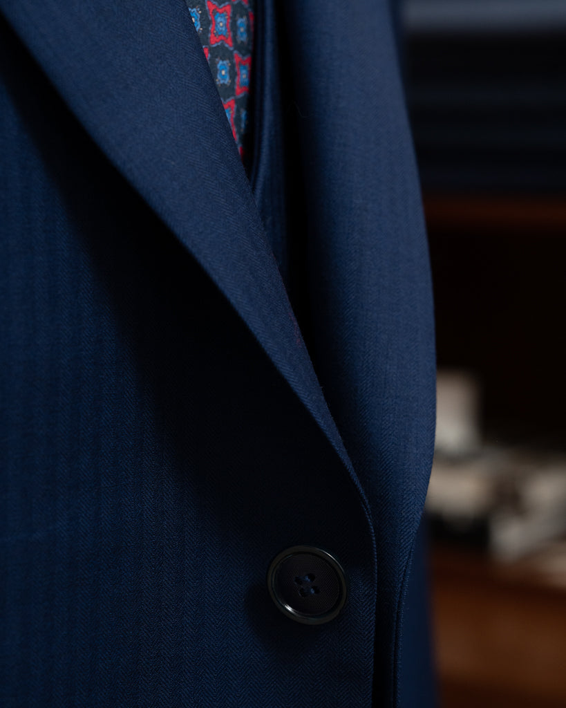 Giotto Light Blue Herringbone Suit with Vest