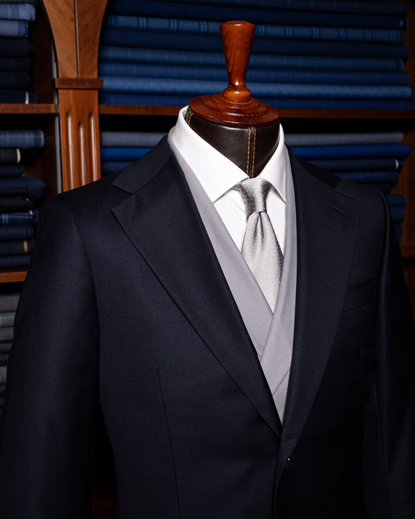 Abito Giotto Navy Blue con Gilet Argento