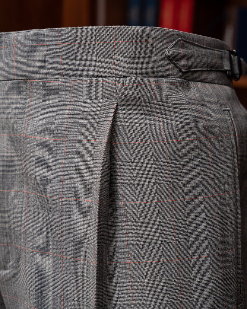 Abito Giotto Principe di Galles Grigio Overcheck Rosso con Gilet
