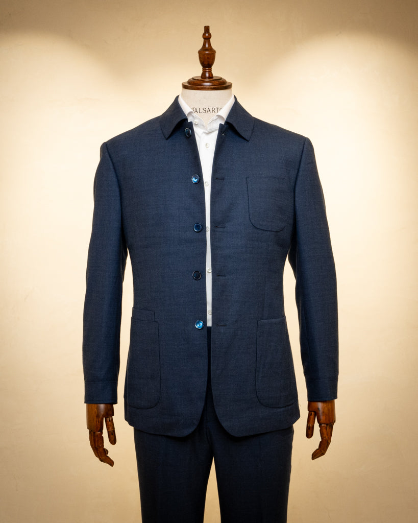 Korean Style Suit Blue Melange