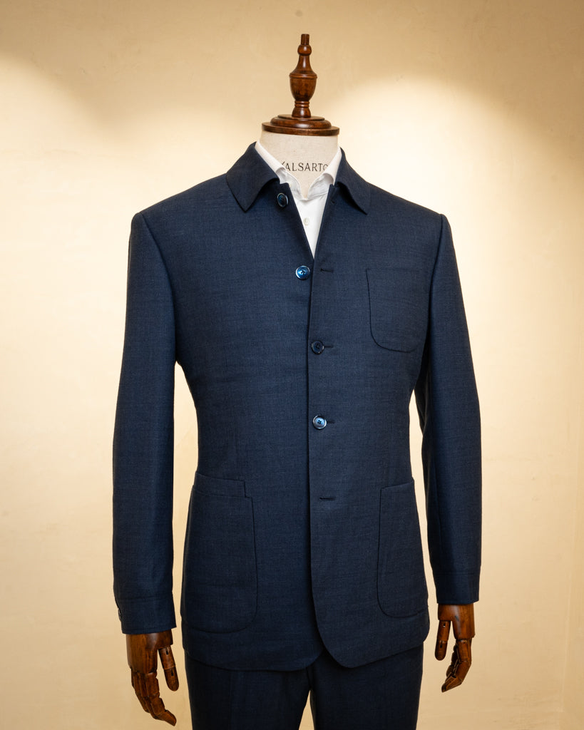 Korean Style Suit Blue Melange