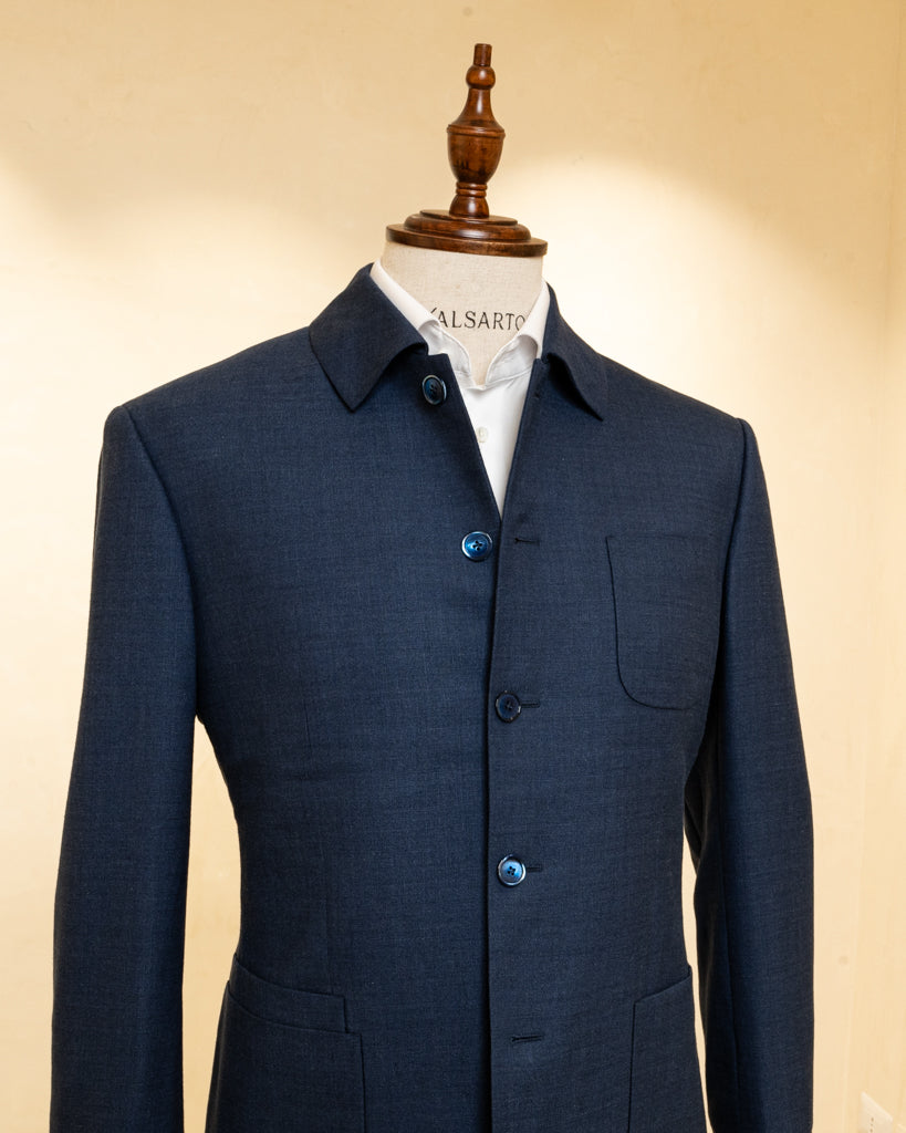 Korean Style Suit Blue Melange