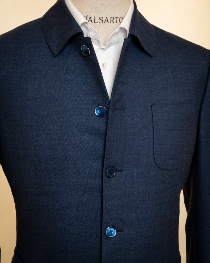 Korean Style Suit Blue Melange