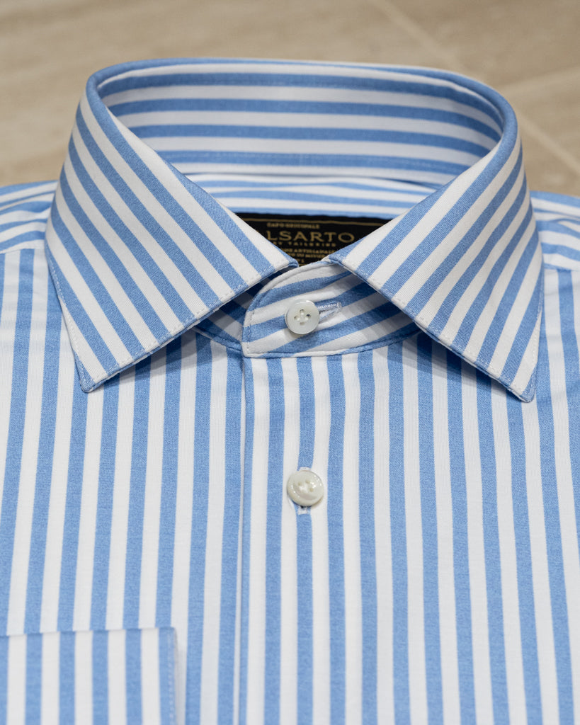 Camicia Bacchettata Azzurra Stretch