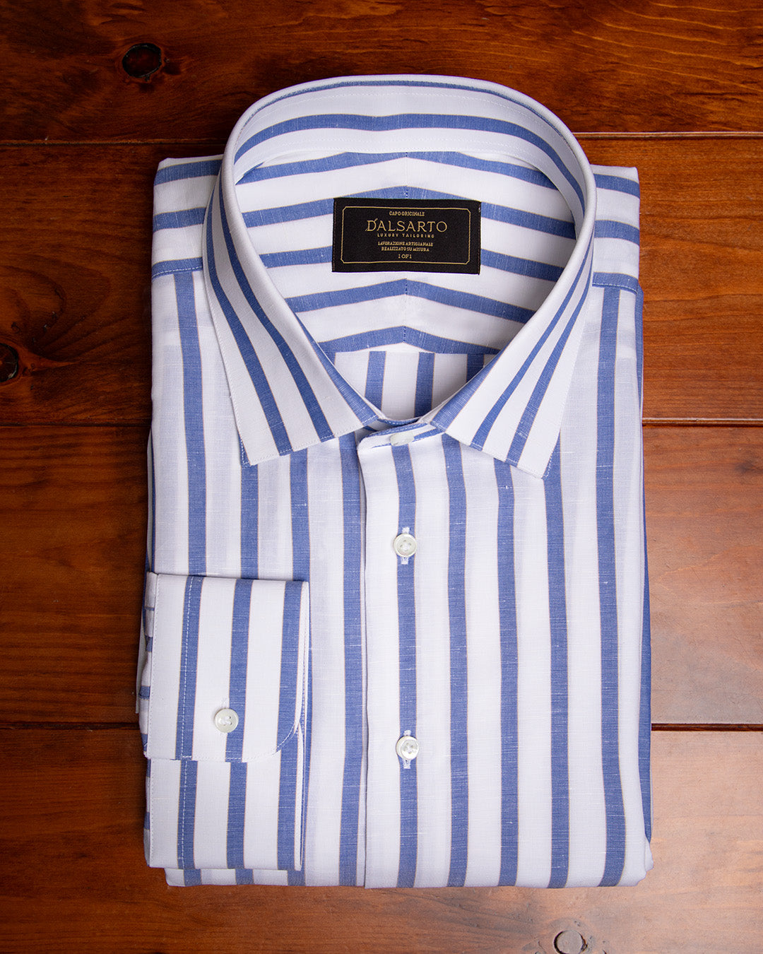Camicia Bacchettata Bianca, Azzurra e Arancio