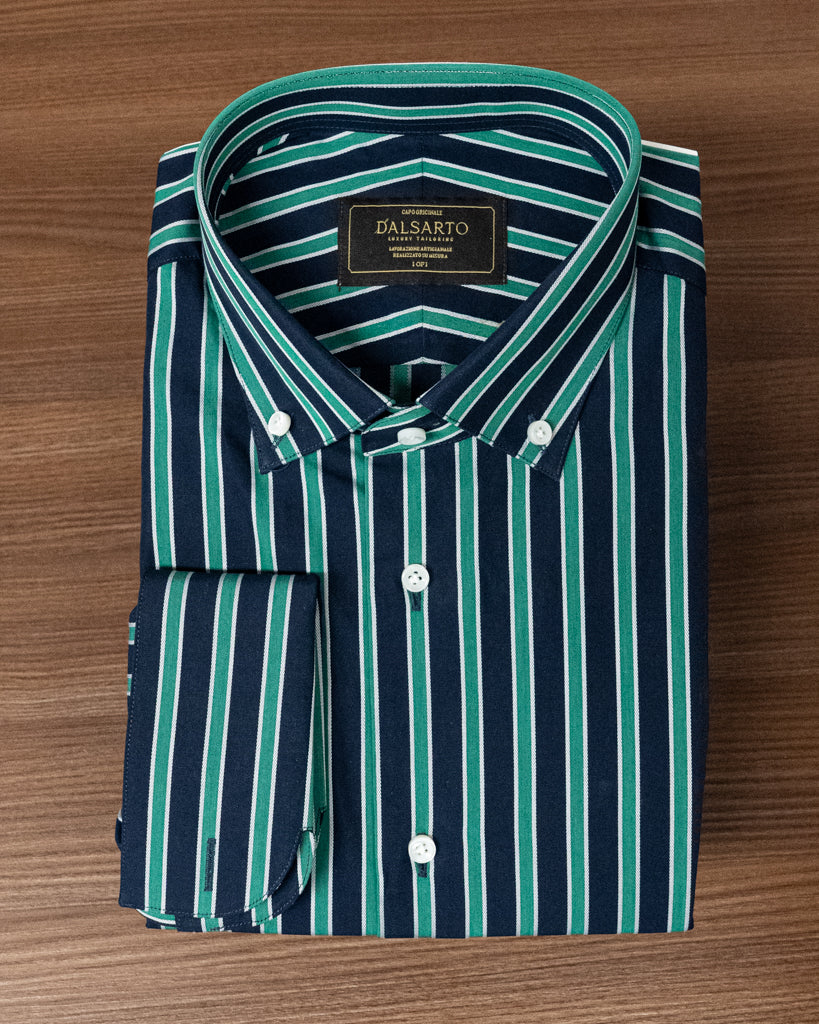 Camicia Verde e Blu Bacchettata