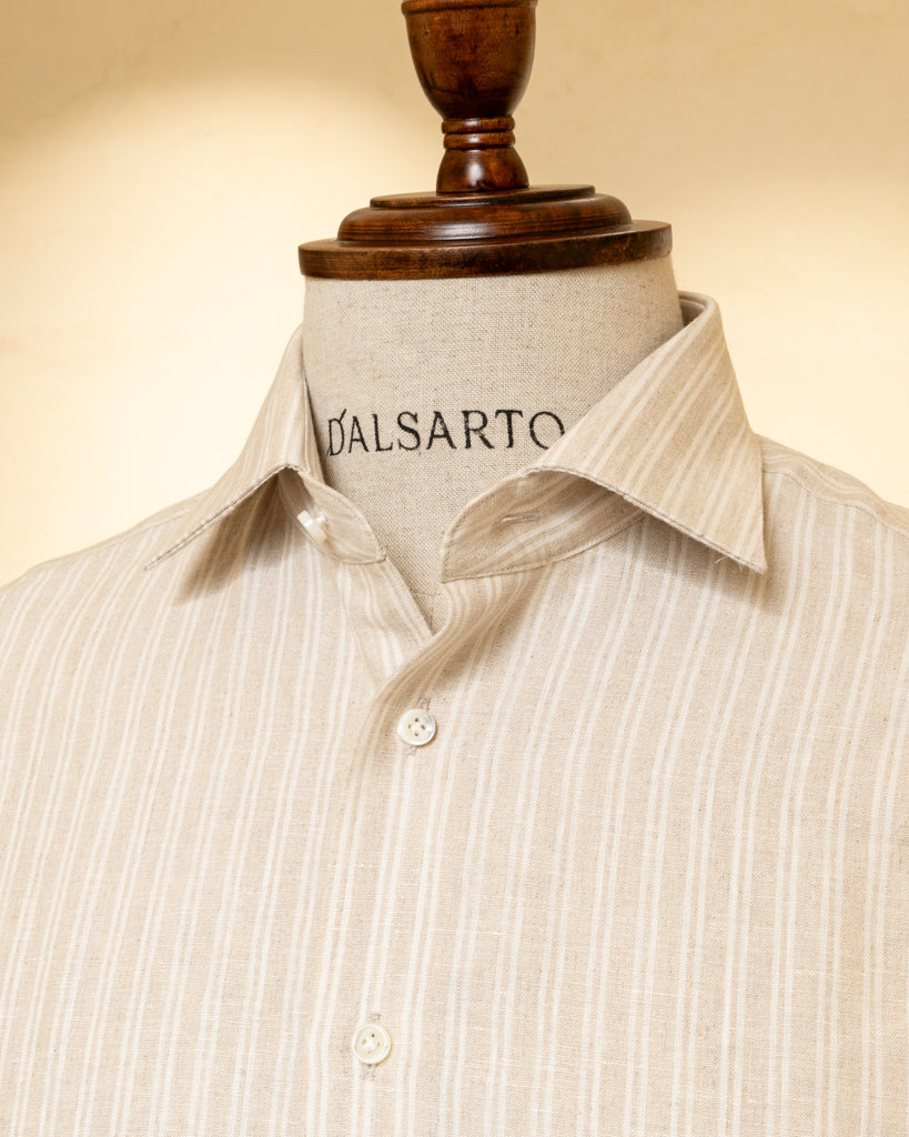Camicia Beige Sabbia Melange Bacchettata
