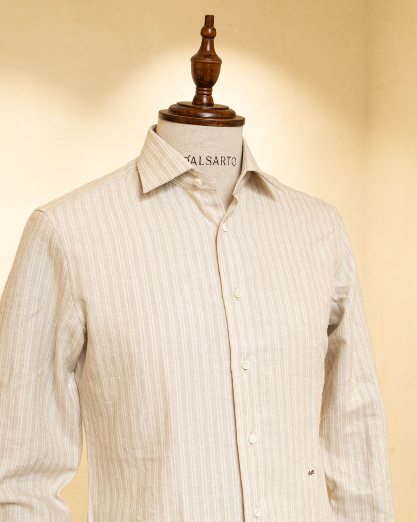 Camicia Beige Sabbia Melange Bacchettata