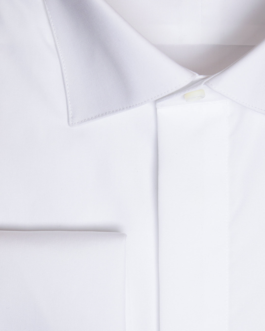 Camicia Bianca Smoking con Abbottonatura Coperta e Polso Gemello