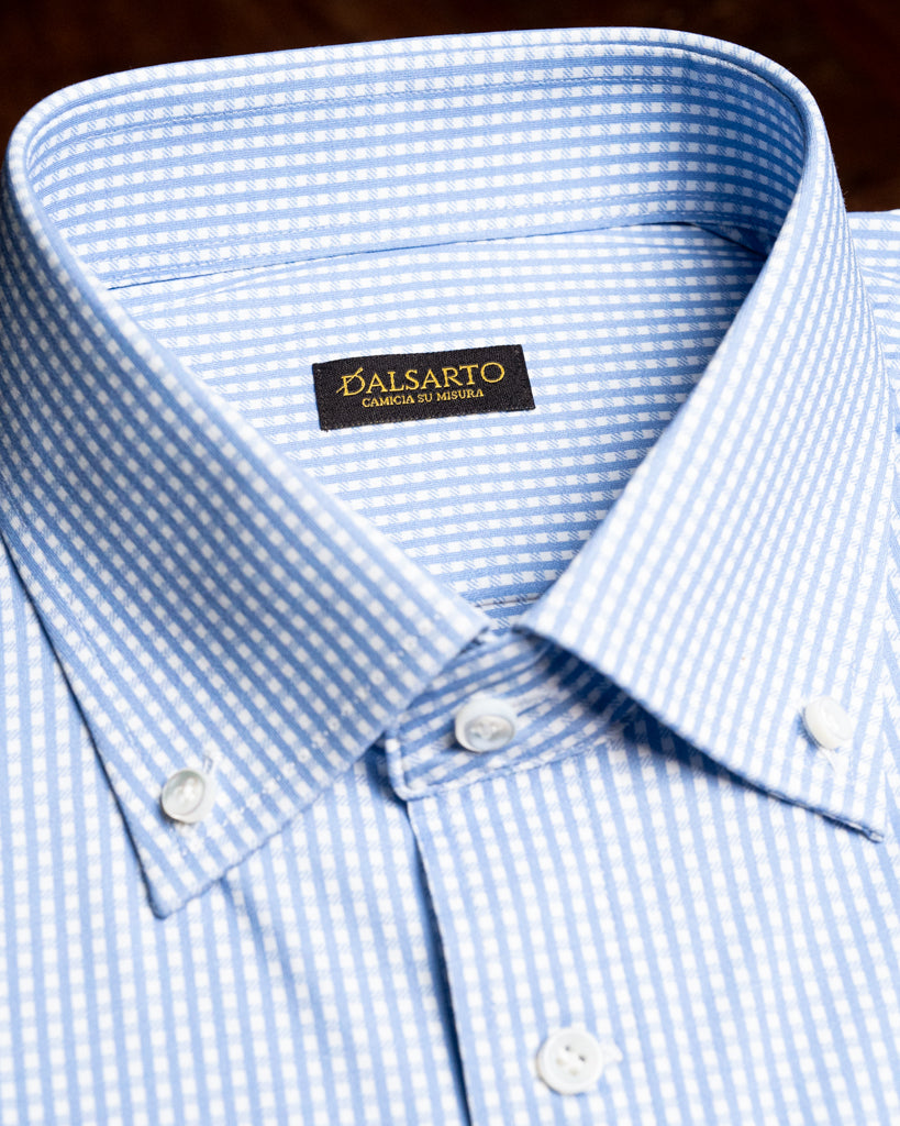 Camicia Button Down Quadri Azzurri
