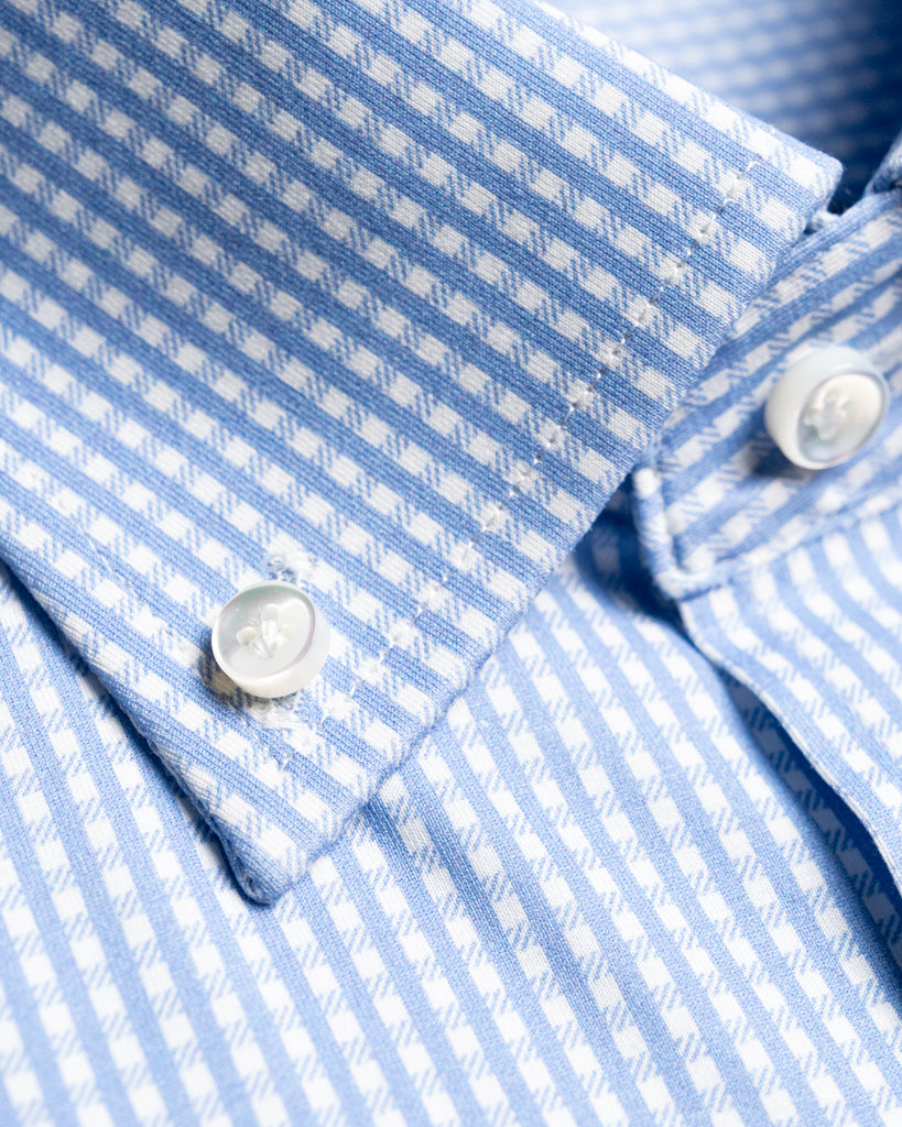 Camicia Button Down Quadri Azzurri