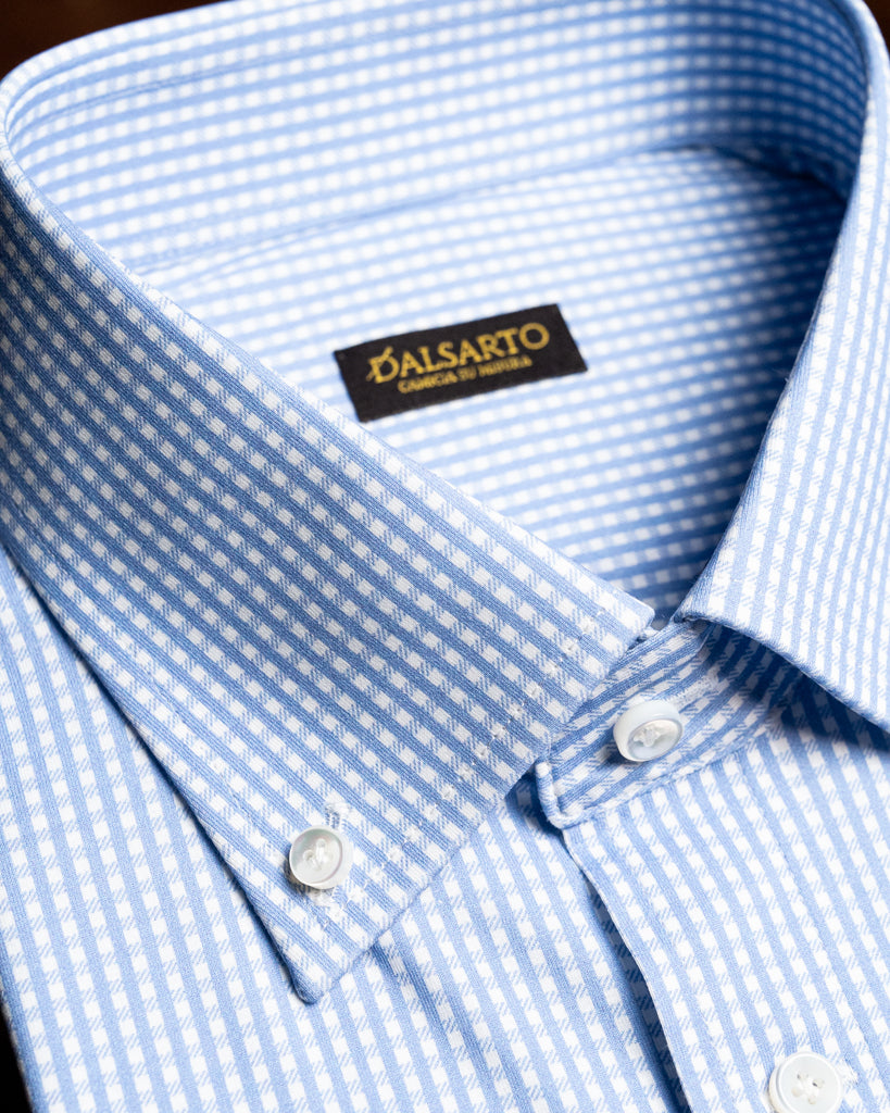 Camicia Button Down Quadri Azzurri