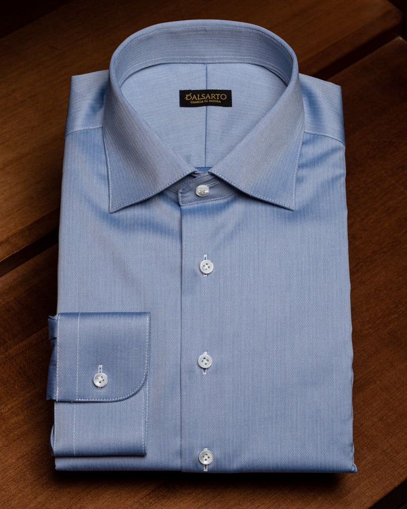 Light Blue Herringbone Shirt