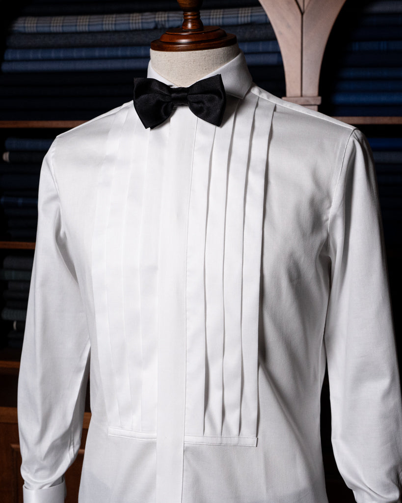 Camicia Cerimonia Bianco Piquè con Plissé