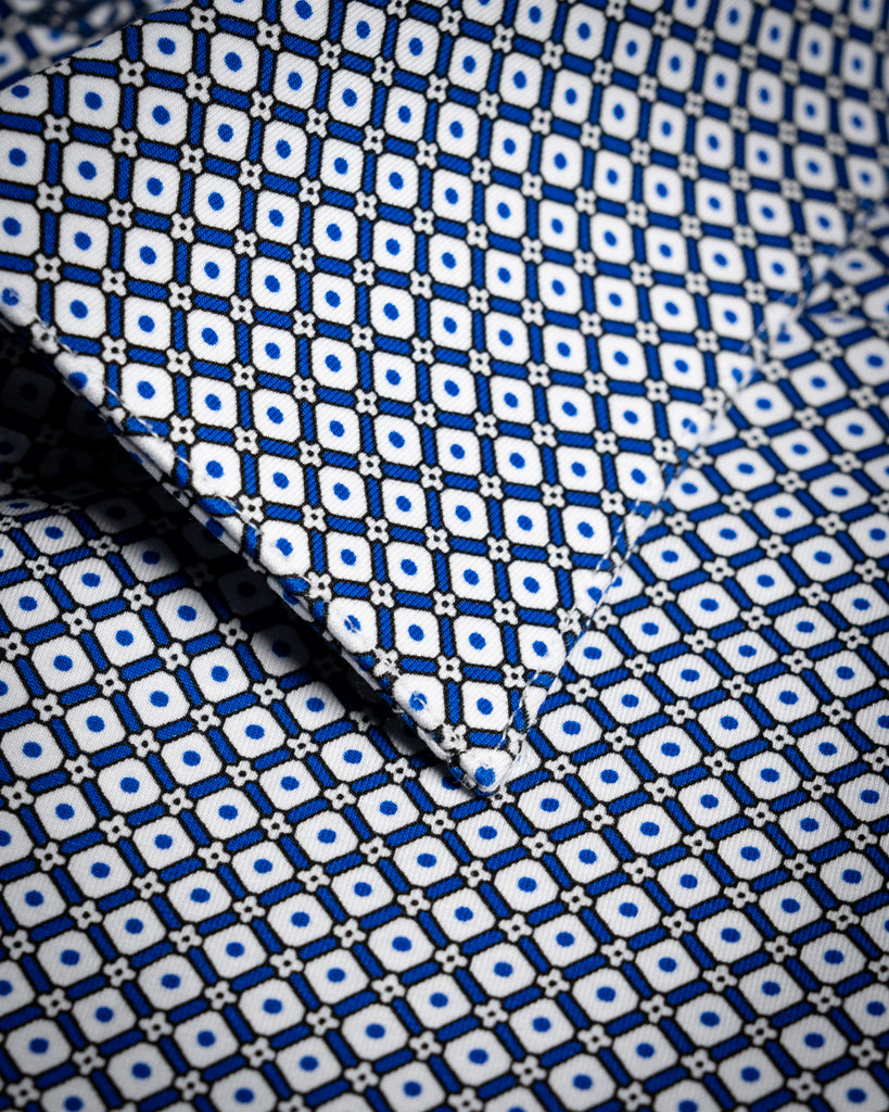 Camicia Micro-geometria a contrasto Bianco e Blu