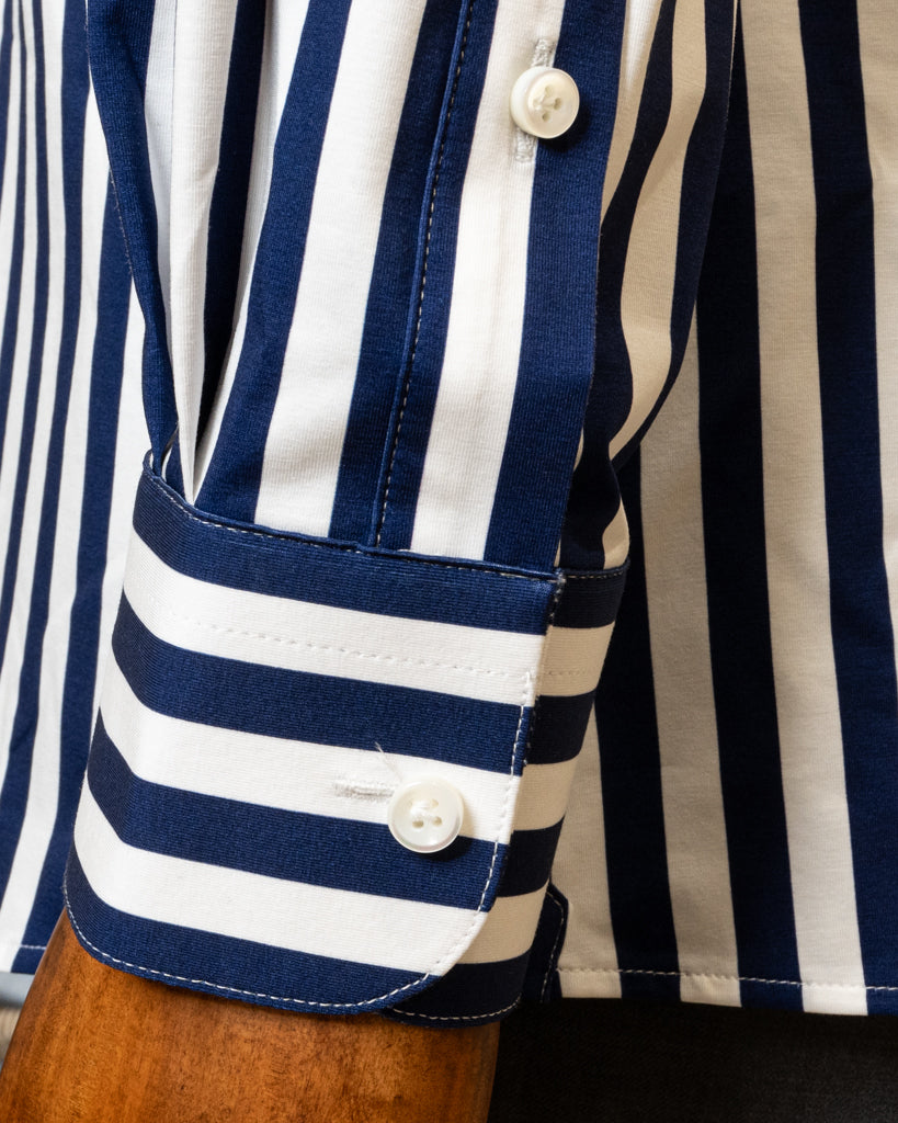 Camicia Stretch Bacchettata Blu Scuro
