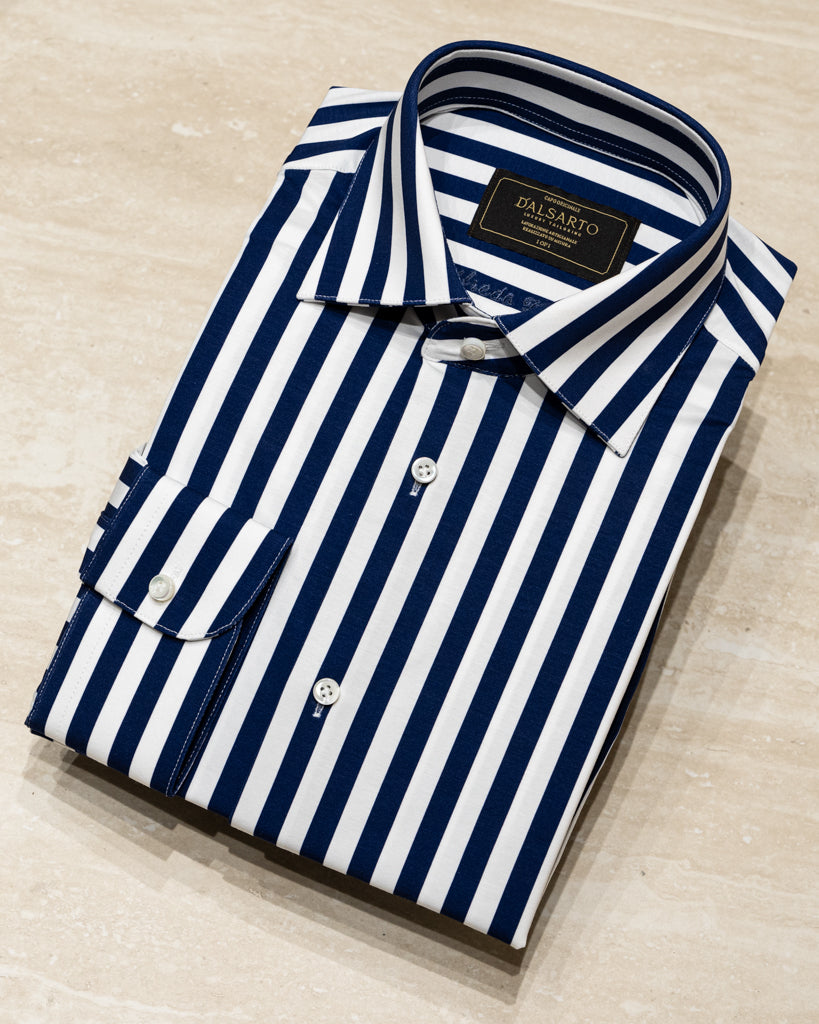 Camicia Stretch Bacchettata Blu Scuro