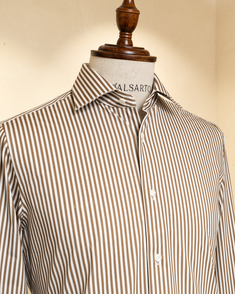 Camicia Stretch Nocciola Bacchettata