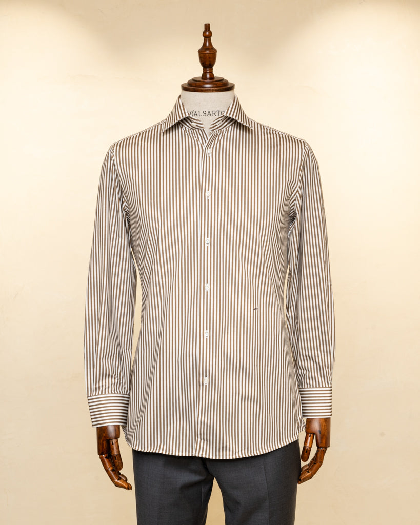 Camicia Stretch Nocciola Bacchettata