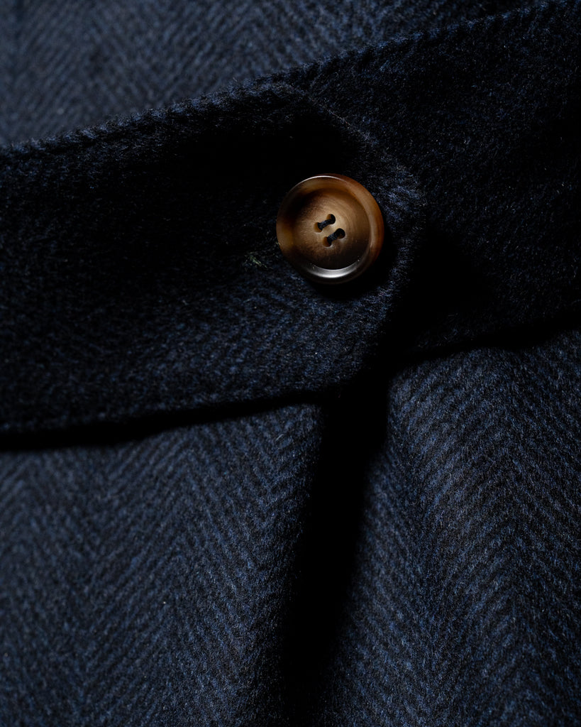 Cappotto Blu Scuro Spinato Lana Cashmere