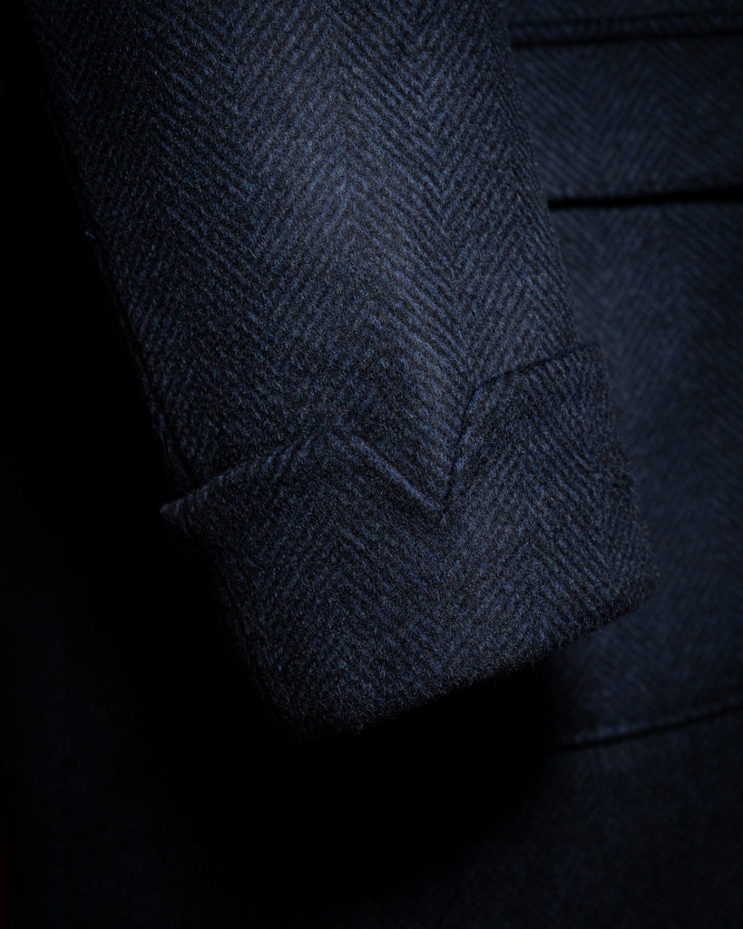Cappotto Blu Scuro Spinato Lana Cashmere