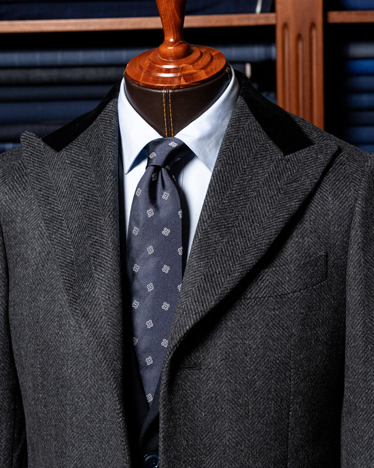 Cappotto Mantegna Spinato Grigio Lana e Cashmere