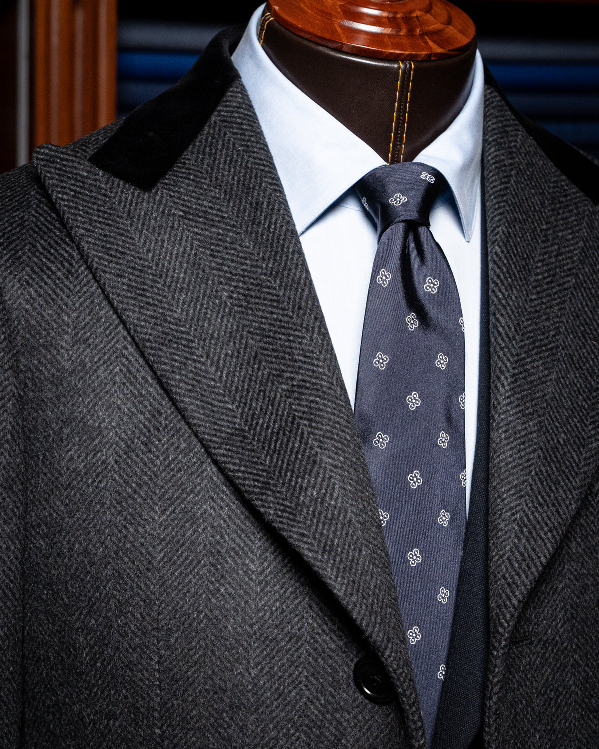 Cappotto Mantegna Spinato Grigio Lana e Cashmere