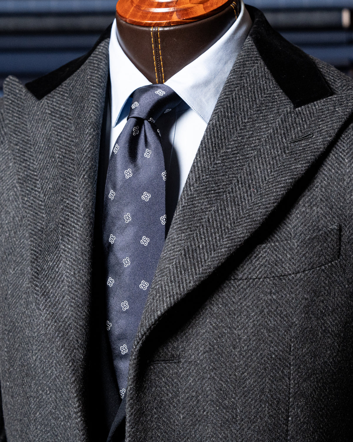 Cappotto Mantegna Spinato Grigio Lana e Cashmere