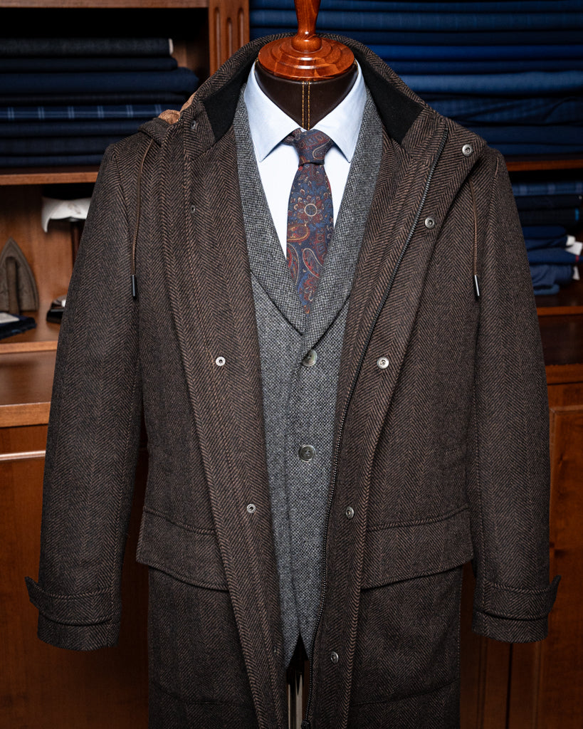 Cappotto Marrone Spinato