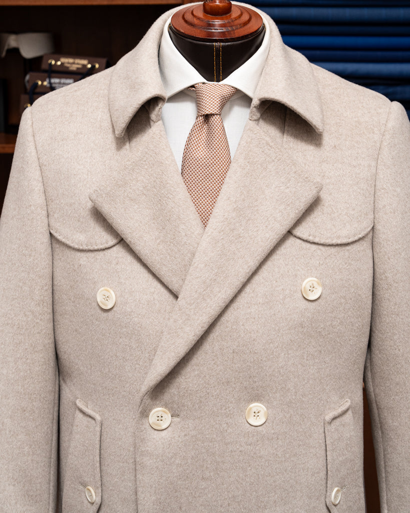 Cappotto Napoleone Sabbia in Lana e Seta