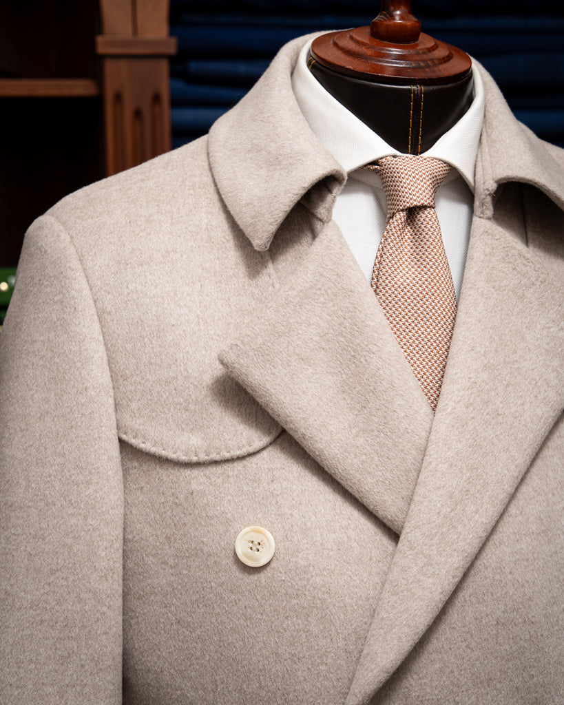 Cappotto Napoleone Sabbia in Lana e Seta