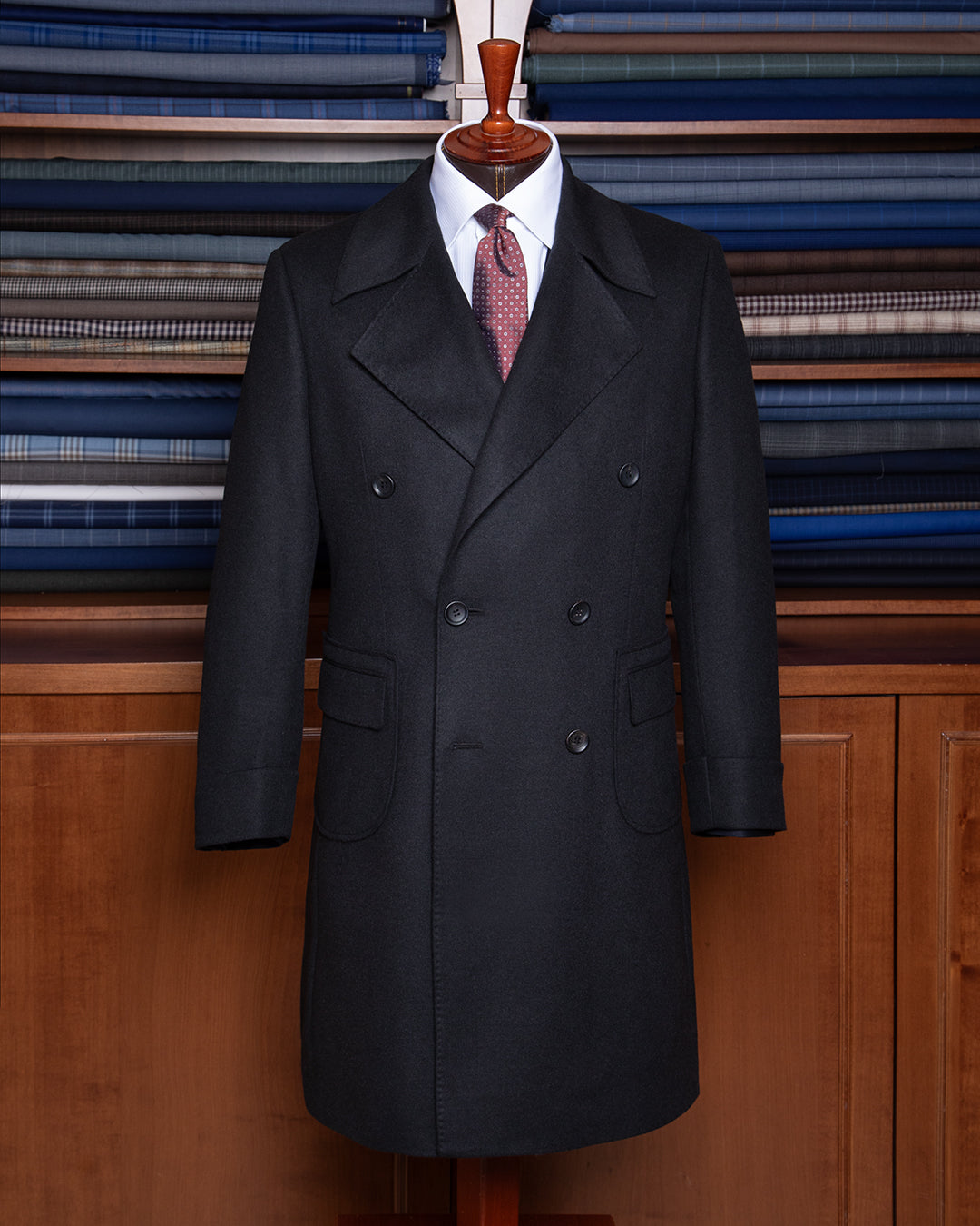 Cappotto Ulster Nero Cashmere Lana Seta