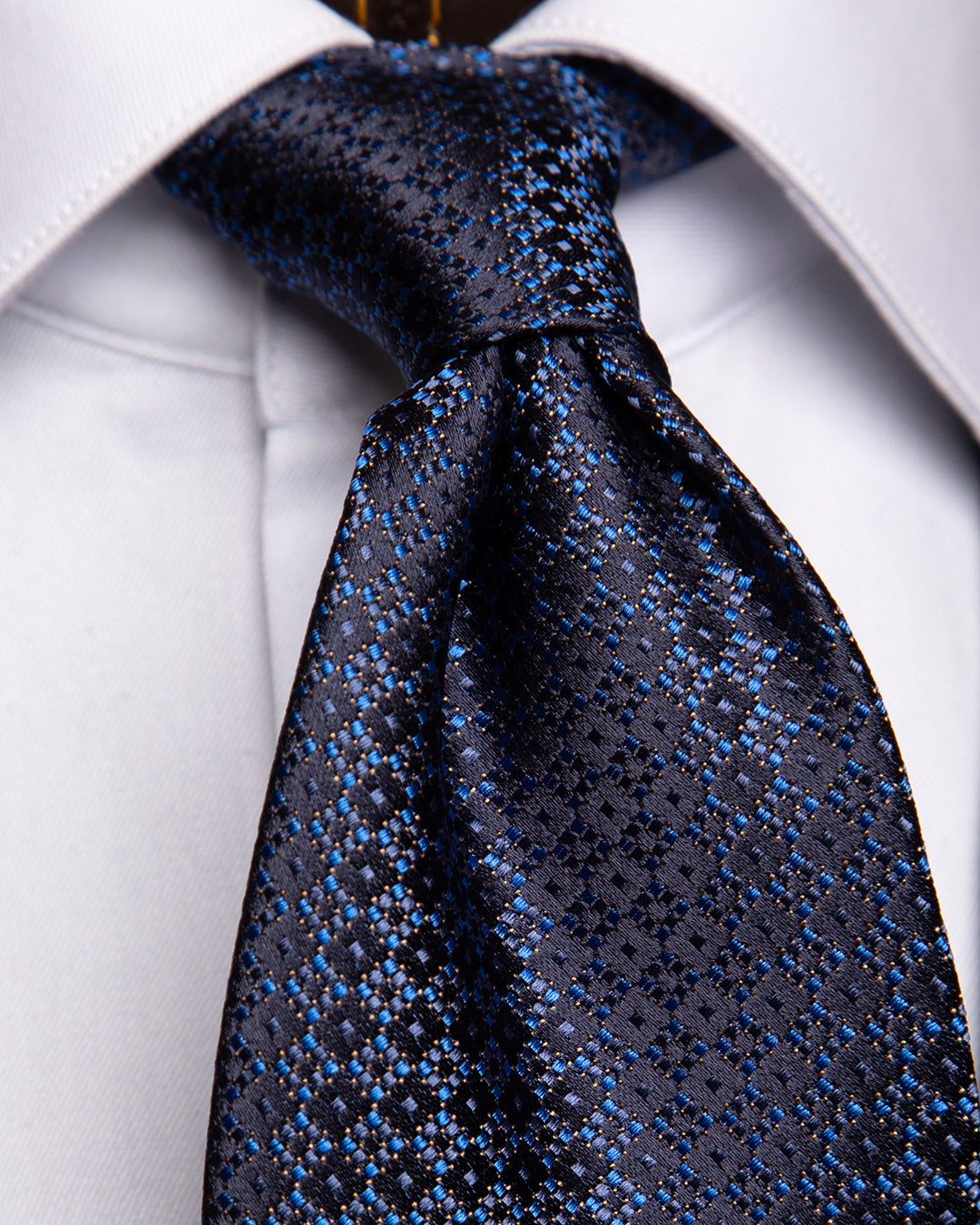 Blue Silk Tie with Diamonds