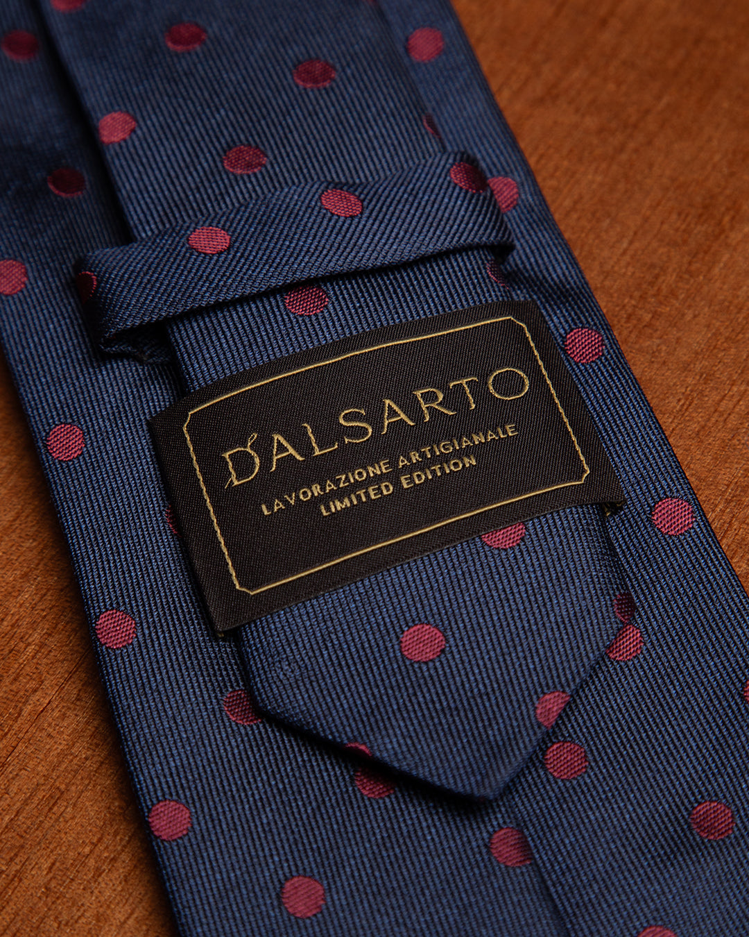 Midnight Blue Tie with Bordeaux Polka Dots