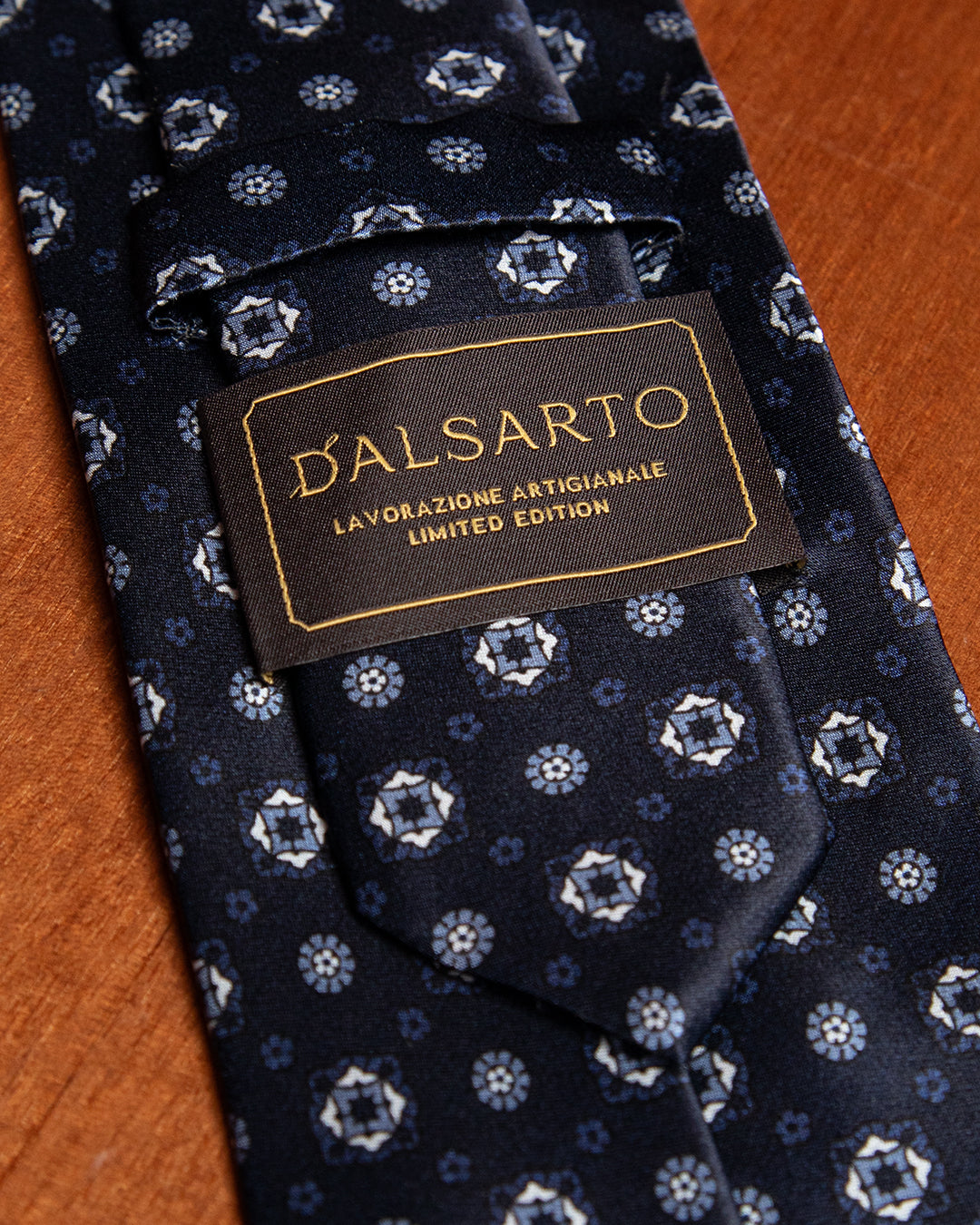 Midnight Blue Tie with Diamonds and Flowers