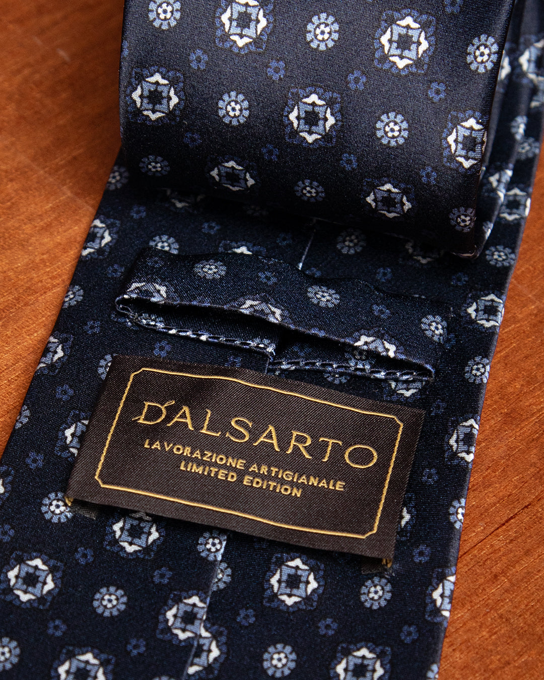 Midnight Blue Tie with Diamonds and Flowers