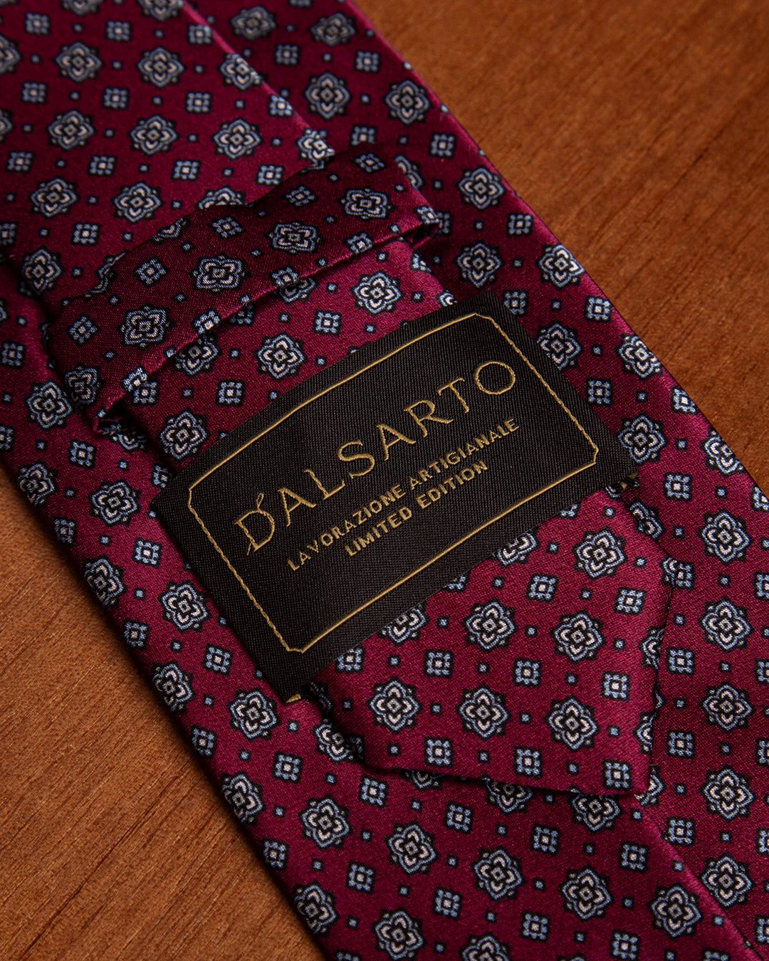 Bordeaux Tie with Grey Floral Pattern