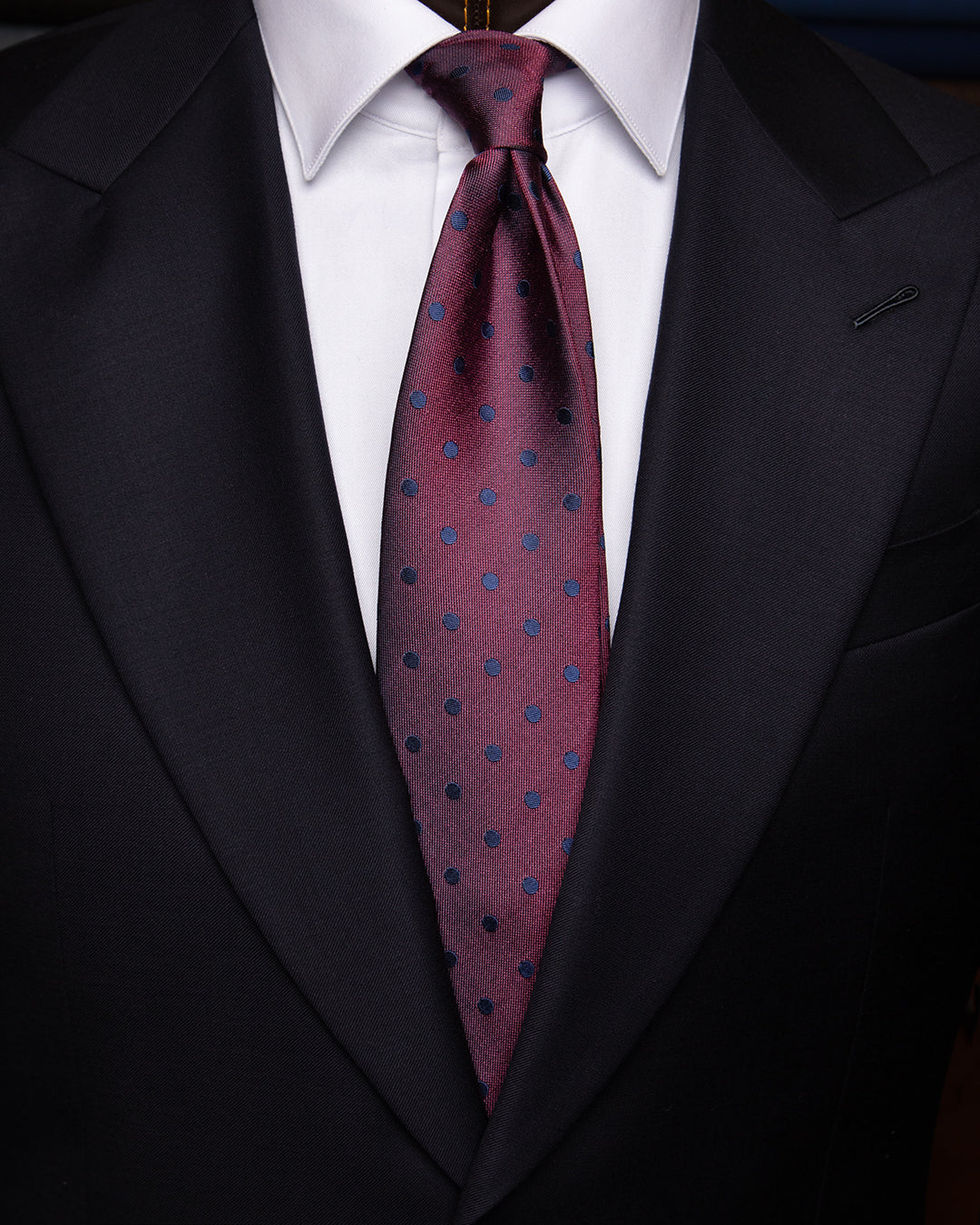 Cravatta Bordeaux con Pois Blu
