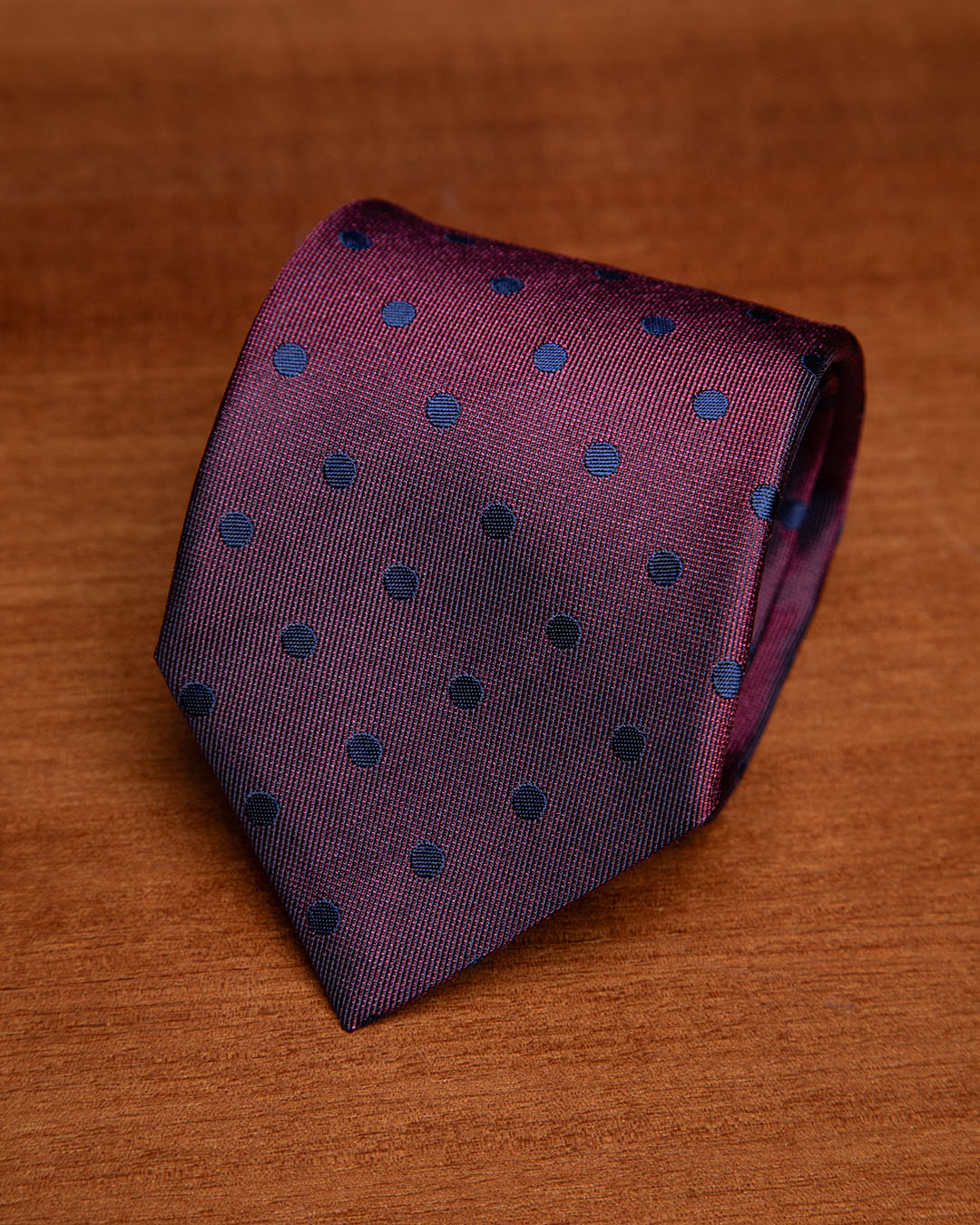Cravatta Bordeaux con Pois Blu