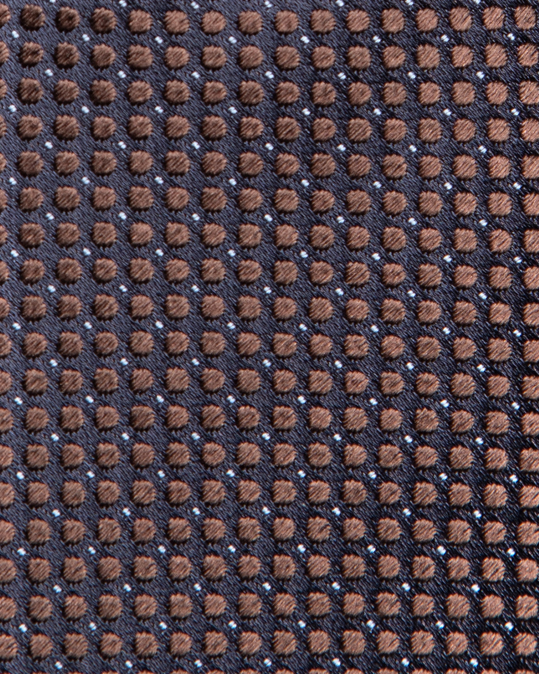 Midnight Blue Jacquard Tie with Coffee Brown Microcircles and Light Blue Dots