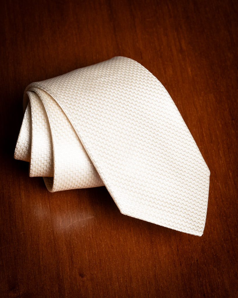 Jacquard Chevron Cream Tie