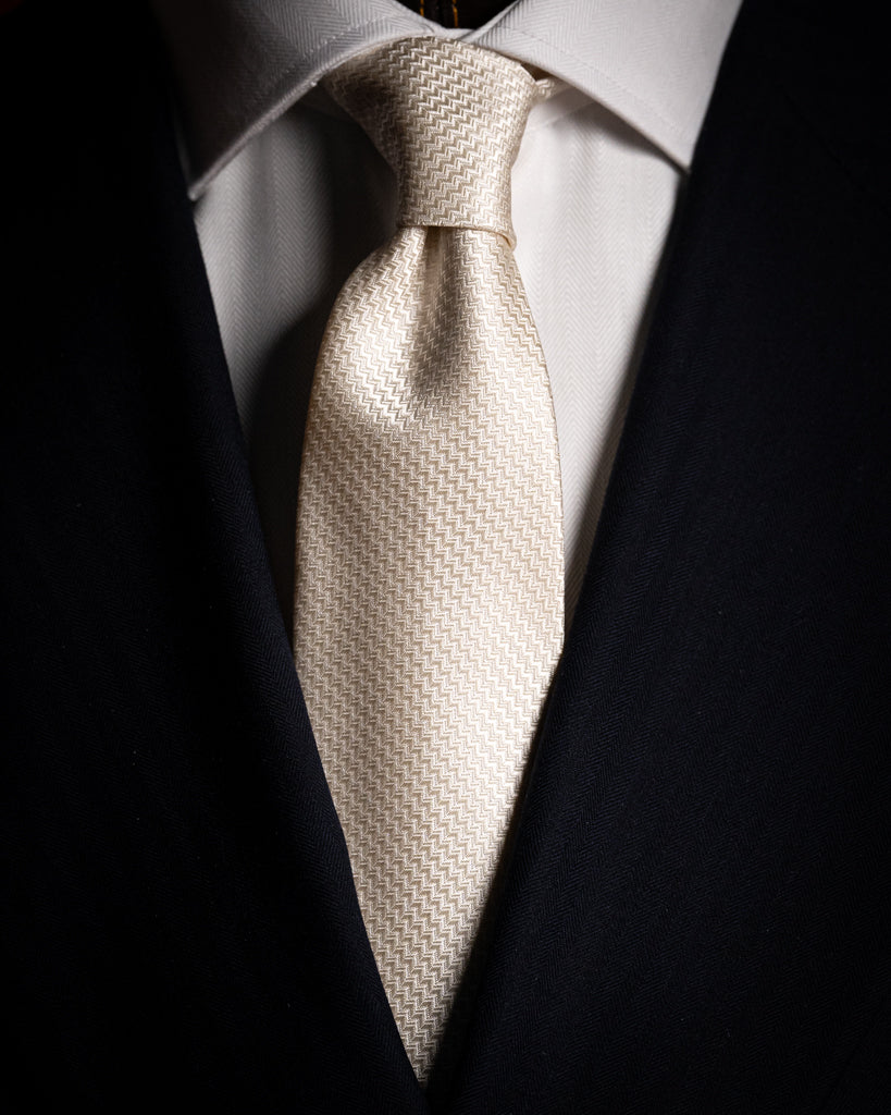 Jacquard Chevron Cream Tie