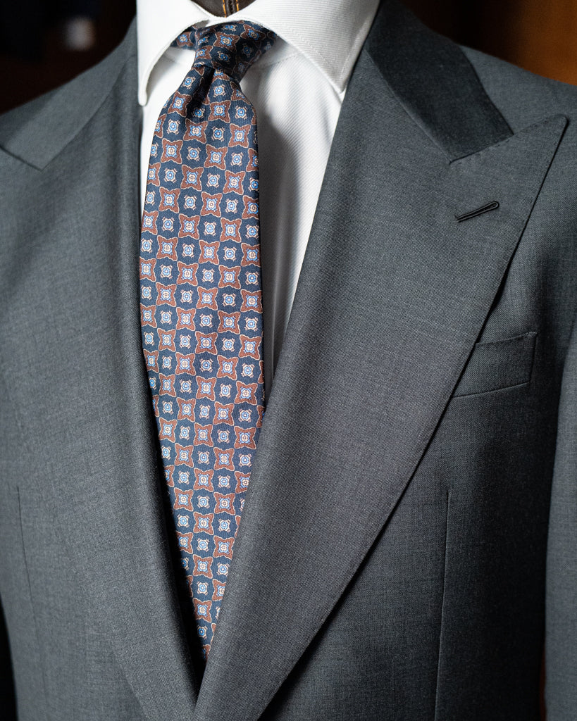 Blue and Brown Patterned Tie